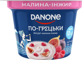 Йогурт 3.5% з наповнювачем Малина-інжир По-грецьки Danone ст 150г