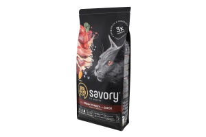 Корм д/стерилізованих котів з індичкою та качкою сухий 2кг Savory