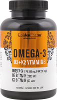 Добавка дієтична Omega-3+D3+K2 1000мг 90капсул Golden pharm