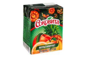 Напій соковий пастеризований з цукрами та підсолоджувачем Мультифрукт Соковита т/п 200мл