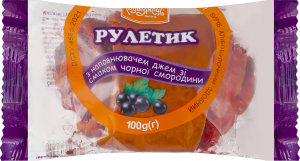 Рулетик з наповнювачем джем зі смаком чорної смородини Рум'янець м/у 100г
