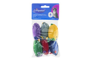 Companion Cat Toy Catnip Knitted Mice - 6 CT