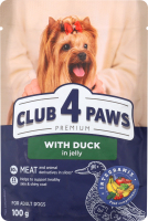 Корм д/дорослих собак мініатюрних та малих порід Premium з качкою в желе 100г пауч Club 4 Paws