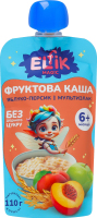 Каша фруктова для дітей від 6міс гомогенізована стерилізована Яблуко-персик-мультизлак Elfik Magic д/п 110г