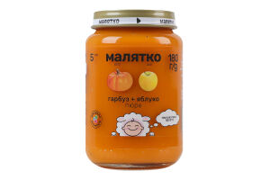 Пюре для детей от 5мес гомогенизированное Тыква-яблоко Малятко с/б 180г