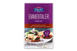 Сыр 45% твердый нарезка Emmentaler Emborg лоток 150г