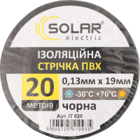 Стрічка ізоляційна чорна ПВХ 0,13мм*19мм 20м IT020 Солар