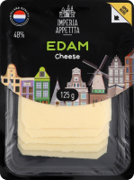 Сир Едам 48% нарізка 125г газ/у Імперія Апетіта