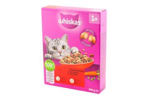 Корм сухий повнораціонний для дорослих котів З яловичиною Whiskas к/у 300г