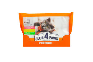 Корм консервований для стерилізованих котів З індичкою + З кроликом + З куркою Premium Club 4 Paws м/у 4x0.085кг