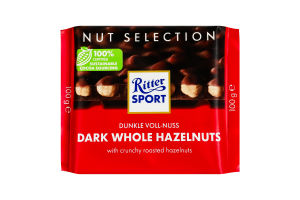Шоколад чорний з цілими лісовими горіхами Ritter Sport м/у 100г