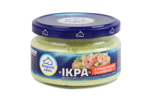 «Ікра». Продукт з ікрою океанічної риби, креветками і смаком авокадо пастеризований,160,ВС