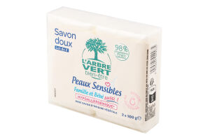 Мыло для чувствительной кожи с экстрактом сладкого миндаля Peaux Sensibles L'arbre Vert 2х100г