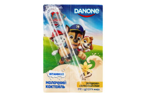 Коктейль молочный 2.5% стерилизованный Сливочно-ванильный Paw Patrol Danone т/п 212г