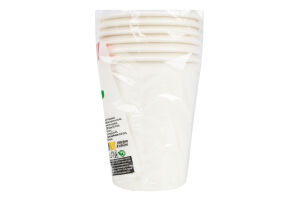 Стакан паперовий білий 250мл ТМ "1" 6шт