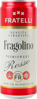 Напиток винный 0.33л 6-6.9% красный полусладкий слабоалкогольный газированный Rosso Fragolino Fratelli ж/б