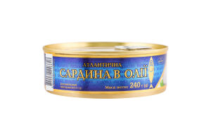 Сардина атлантична в олії Рижское золото з/б 240г