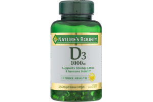 Nature's Bounty D3 Softgels - 250 CT