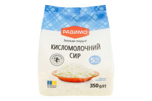 Сир кисломолочний 5% жиру 350г стабіло-пакет ТМ РАДИМО