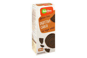 Печенье шоколадное без сахара и глютена с подсластителями Choco Digestive Balviten к/у 175г