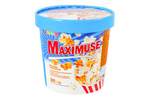Морозиво 11% з попкорном та смакоароматичним наповнювачем Карамель солона Maximuse Laska ст 300г