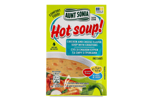 Суп мгновенного приготовления со вкусом курицы и сыра с гренками Hot soup! Тьотя Соня м/у 15г