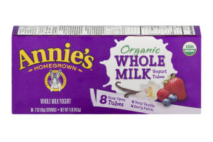 Annie's Homegrown Organic Whole Milk Yogurt Tubes Very Vanilla, Berry Patch - 8 CT