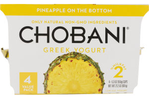 Chobani Greek Yogurt Pineapple On The Bottom - 4 PK