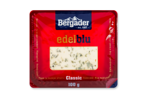 Сир 48% м'який з блакитною цвіллю Edelblu Classic Bergader лоток 100г