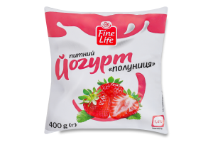 Йогурт 1.4% питний з наповнювачем фруктовим пастеризованим Полуниця Fine Life м/у 400г