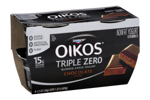 Dannon Oikos Triple Zero Blended Greek Nonfat Yogurt Chocolate - 4 PK