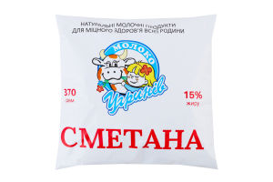 Сметана 15% Угринів Молоко м/у 370г