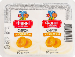 Творожок 15% термизированный с курагой Фанні м/у 2х90г