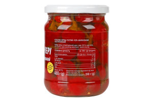 Перець гострий маринований пастеризований Чері Novus с/б 480г