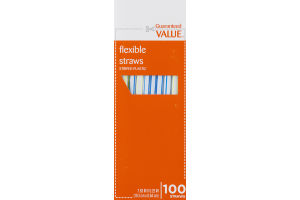Guaranteed Value Flexible Straws Striped Plastic - 100 CT