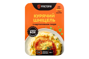 Шніцель курчий з картопляним пюре 350г в/у коробка М'ясторія