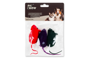 Н-р іграшок д/котів Мишка-пищалка 6/13см 3шт мікс