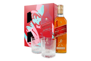 Набір Віскі 0.7л 40% Red label + 2 склянки Johnnie Walker к/у 3шт