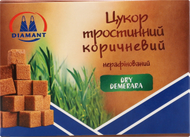 Цукор тростинний коричневий пресований 250г Діамант