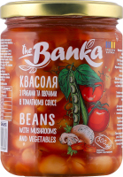 Квасоля стерилізована з грибами та овочами в томатному соусі з цукром та підсолоджувачем the Banka с/б 500г