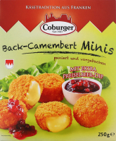 Сир 45% в паніровці для смаження і запікання з брусничним джемом Back-Camembert Minis Coburger к/у 250г