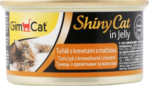 Корм д/котів Шайні Кет з тунцем креветками та мальтом 70г Джим Кет