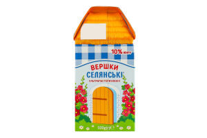 Вершки 10% ультрапастеризовані Селянські т/п 500г