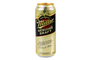 Пиво 480мл 4.7% світле пастеризоване Genuine Draft Miller з/б