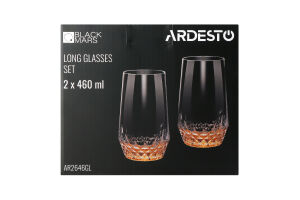 Склянка Black Mars Favola 460мл прозоро-золотиста скло висока 2шт Ardesтo