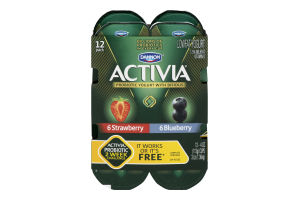 Dannon Activia Lowfat Probiotic Yogurt with Bifidus Variety Pack - 12 PK