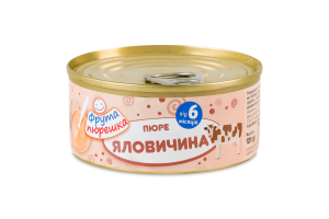 Пюре для дітей від 6міс на м'ясній основі гомогенізоване стерилізоване Яловичина Фрута пюрешка з/б 120г