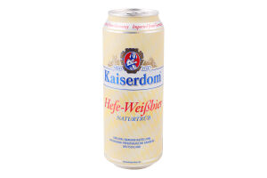 Пиво 0.5л 4.7% світле пшеничне нефільтроване пастеризоване Hefe-Weisbier Kaiserdom з/б