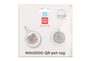 Адресник д/собак та котів Smart ID Геометрія з QR паспортом метал коло d25мм WauDog