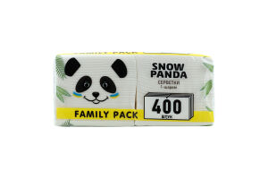 Салфетки бумажные столовые однослойные 24х24см Snow Panda 400шт
